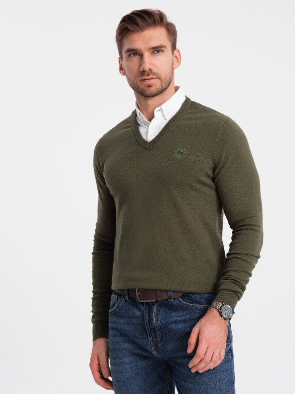 Ombre Clothing Maglione con collo a camicia verde da uomo Abbigliamento Ombre
