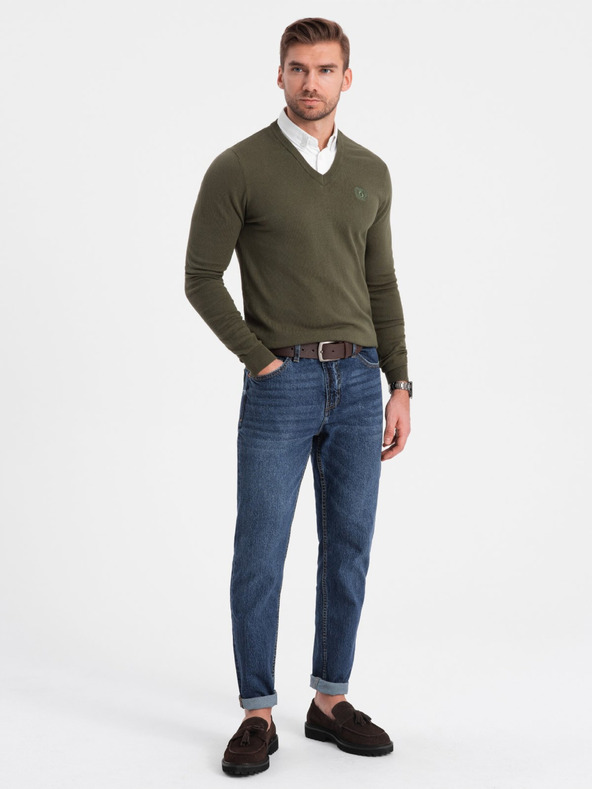 Ombre Clothing Maglione con collo a camicia verde da uomo Abbigliamento Ombre