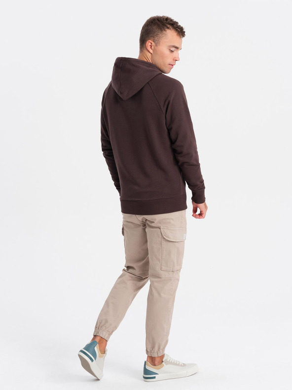 Ombre Clothing Felpa stampata marrone scuro da uomo Ombre Clothing