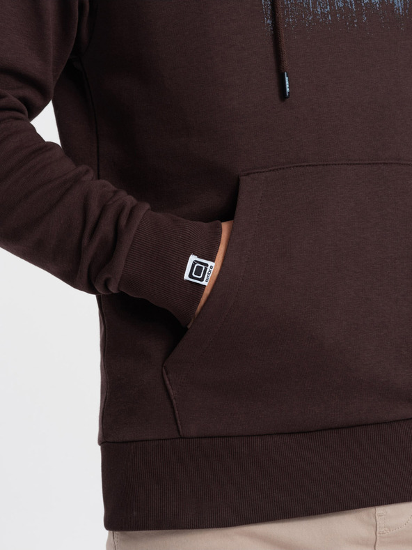 Ombre Clothing Felpa stampata marrone scuro da uomo Ombre Clothing