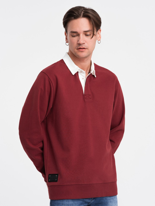 Ombre Clothing Felpa da uomo con collo bordeaux Ombre Clothing