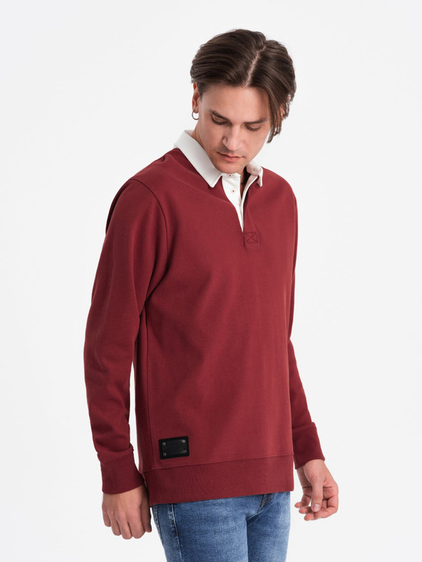 Ombre Clothing Felpa da uomo con collo bordeaux Ombre Clothing