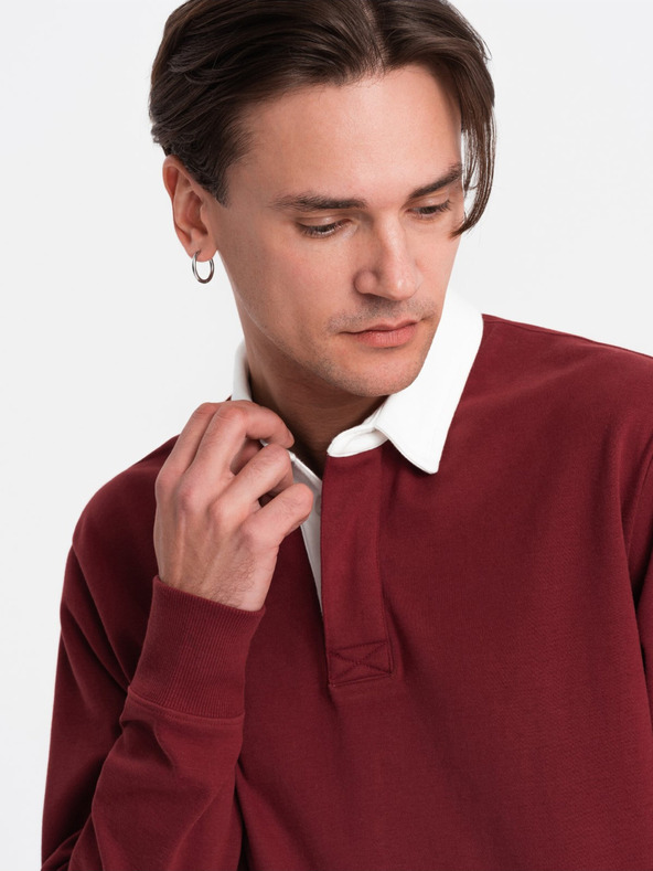 Ombre Clothing Felpa da uomo con collo bordeaux Ombre Clothing