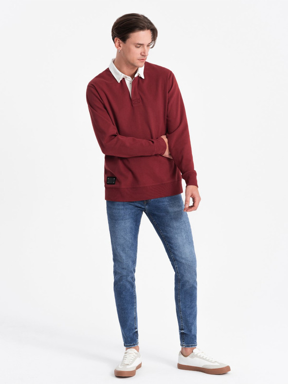 Ombre Clothing Felpa da uomo con collo bordeaux Ombre Clothing