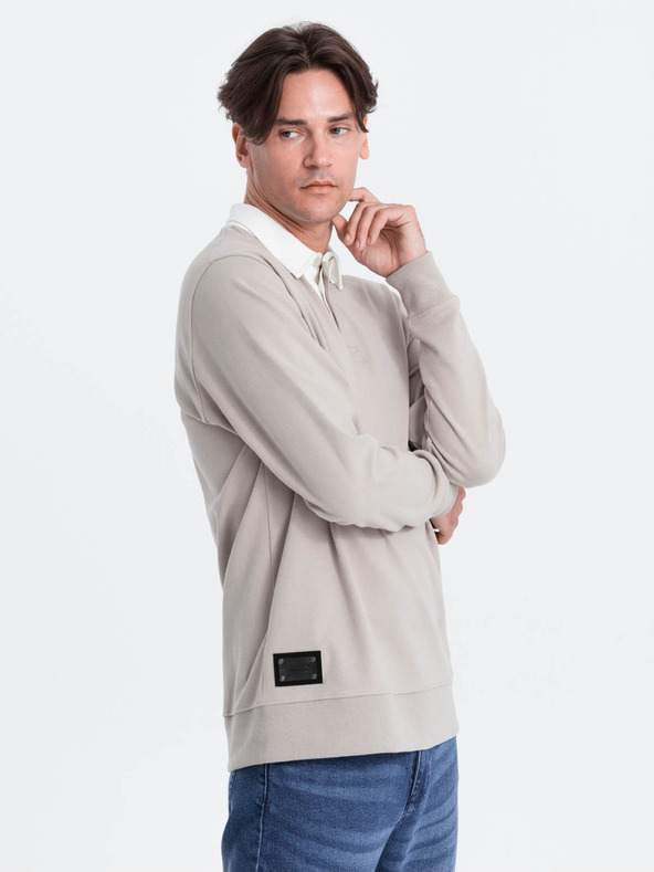 Ombre Clothing Felpa con colletto grigio chiaro da uomo Abbigliamento Ombre