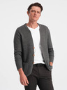 Ombre Clothing Cardigan da uomo grigio con tasche Ombre Clothing