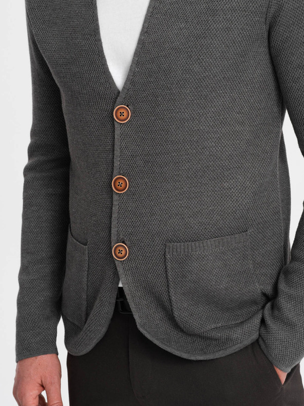 Ombre Clothing Cardigan da uomo grigio con tasche Ombre Clothing