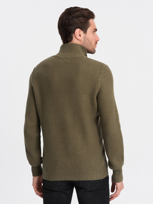 Ombre Clothing Maglione con colletto da uomo Khaki Ombre Clothing