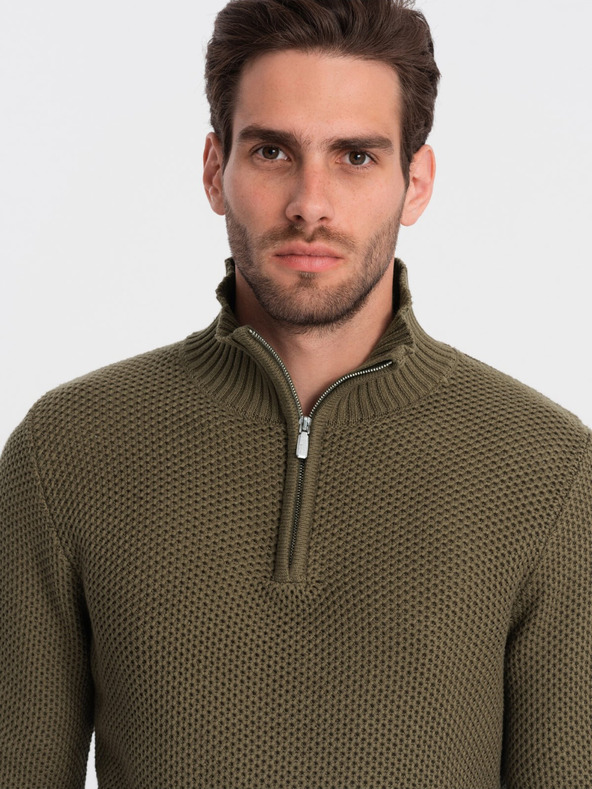 Ombre Clothing Maglione con colletto da uomo Khaki Ombre Clothing