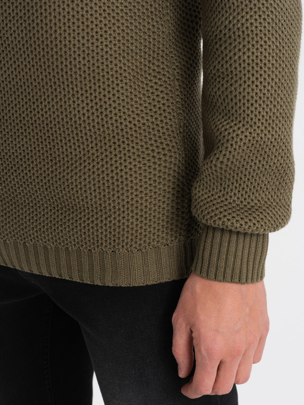 Ombre Clothing Maglione con colletto da uomo Khaki Ombre Clothing