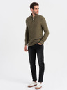Ombre Clothing Maglione con colletto da uomo Khaki Ombre Clothing