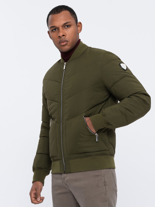 Ombre Clothing Bomber trapuntato Khaki da uomo Abbigliamento Ombre