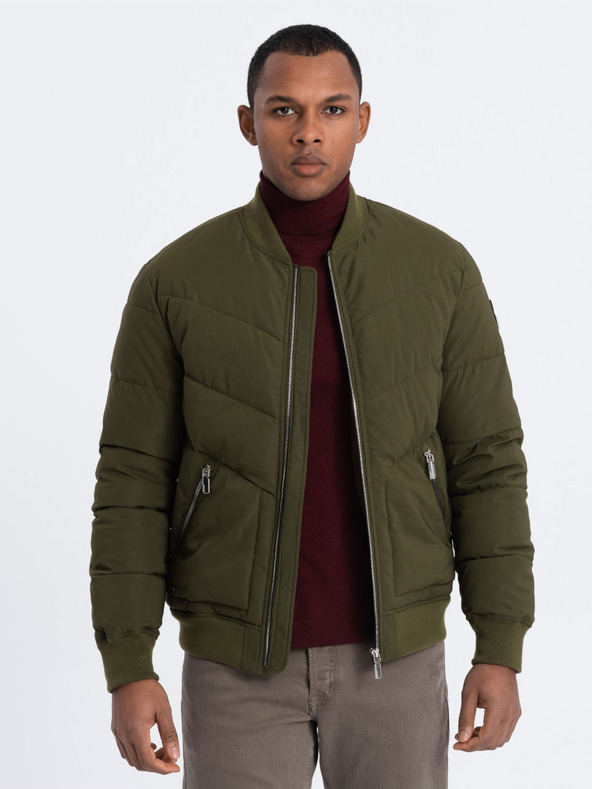 Ombre Clothing Bomber trapuntato Khaki da uomo Abbigliamento Ombre
