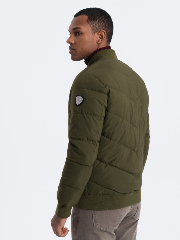 Ombre Clothing Bomber trapuntato Khaki da uomo Abbigliamento Ombre