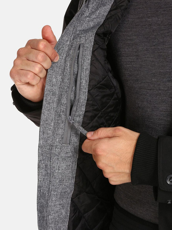 Kilpi Giacca invernale da uomo nera con pelliccia sintetica Kilpi ALPHA