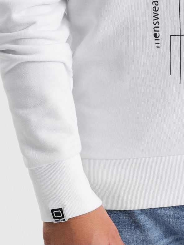 Ombre Clothing Felpa con cappuccio stampata bianca da uomo Ombre Clothing