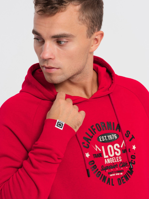 Ombre Clothing Felpa rossa da uomo stampata Ombre Clothing