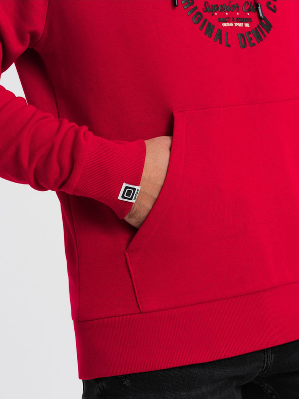 Ombre Clothing Felpa rossa da uomo stampata Ombre Clothing