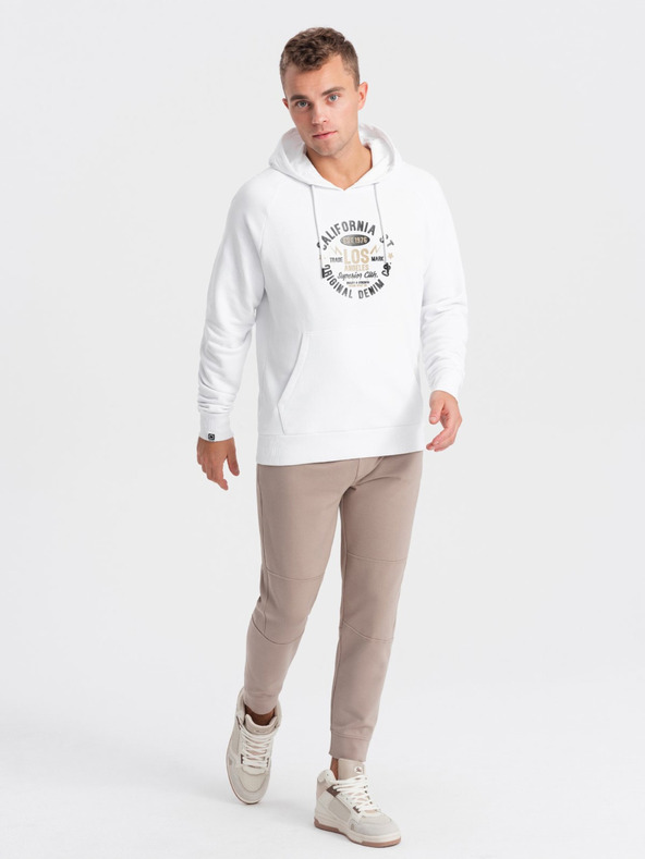 Ombre Clothing Felpa con cappuccio stampata bianca da uomo Ombre Clothing