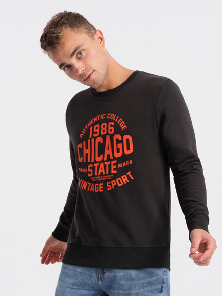 Ombre Clothing Felpa stampata marrone scuro da uomo Ombre Clothing