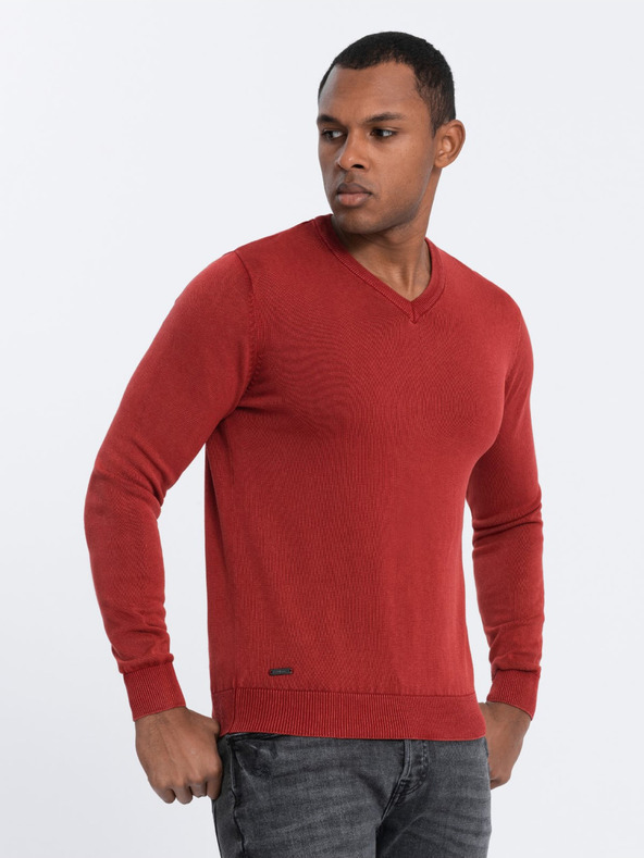Ombre Clothing Maglione rosso da uomo con scollo a V Ombre Clothing