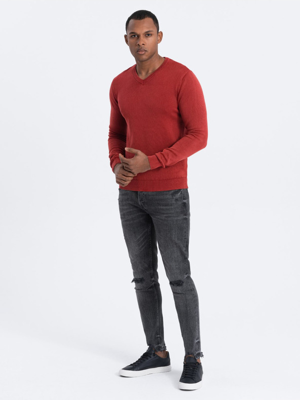 Ombre Clothing Maglione rosso da uomo con scollo a V Ombre Clothing