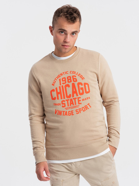 Ombre Clothing Felpa stampata beige da uomo Ombre Clothing