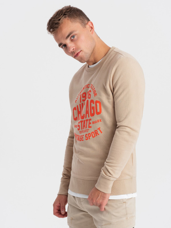 Ombre Clothing Felpa stampata beige da uomo Ombre Clothing