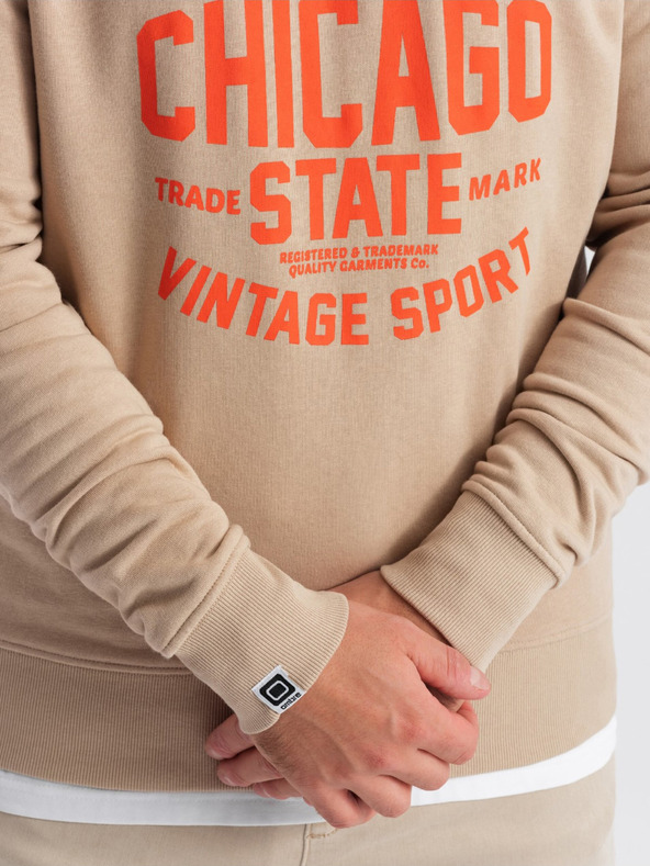 Ombre Clothing Felpa stampata beige da uomo Ombre Clothing