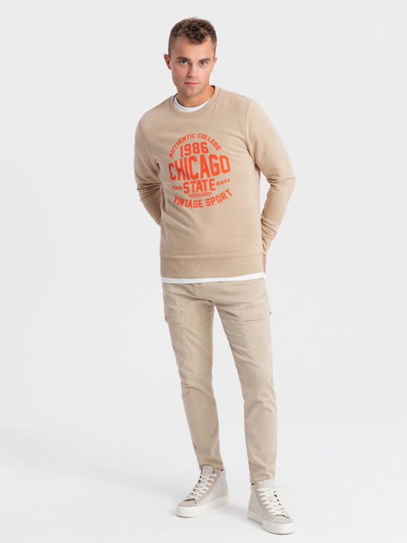 Ombre Clothing Felpa stampata beige da uomo Ombre Clothing