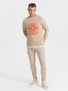 Ombre Clothing Felpa stampata beige da uomo Ombre Clothing