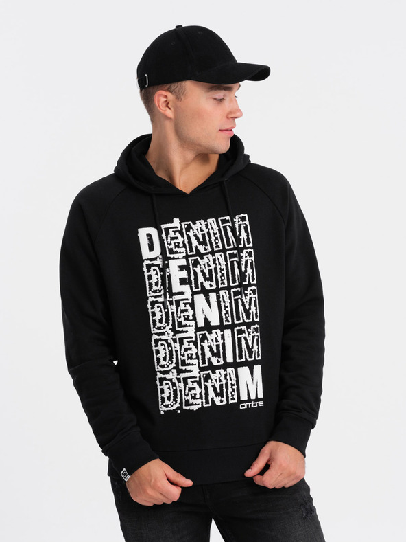 Ombre Clothing Felpa con cappuccio da uomo bianca e nera con stampa Ombre Clothing