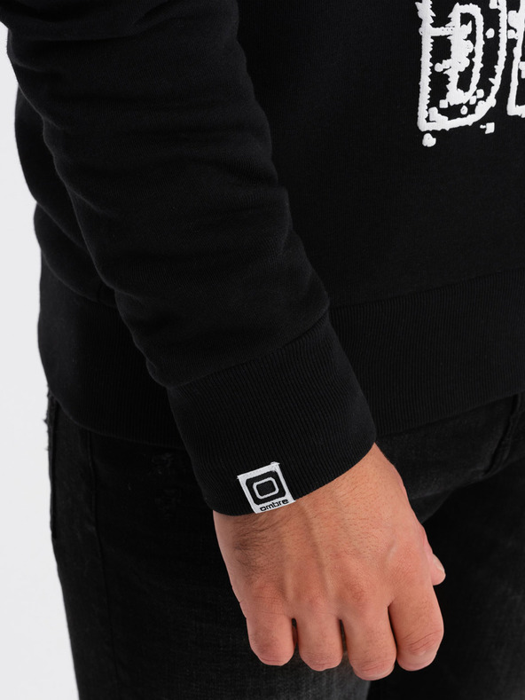 Ombre Clothing Felpa con cappuccio da uomo bianca e nera con stampa Ombre Clothing