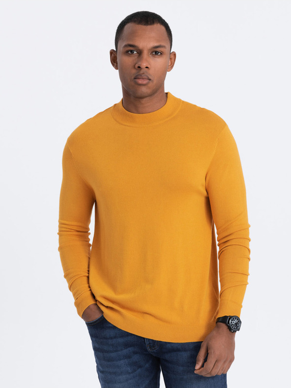 Ombre Clothing Maglione basic da uomo senape con collo alto Ombre Clothing
