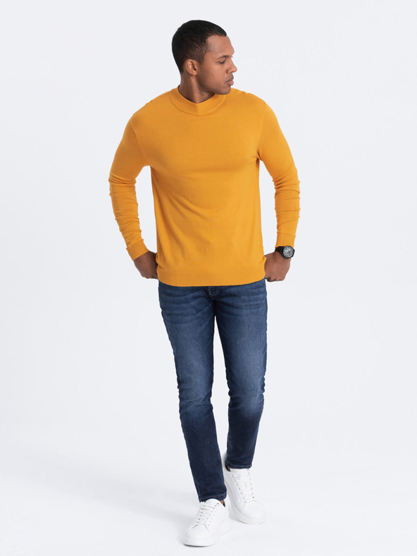Ombre Clothing Maglione basic da uomo senape con collo alto Ombre Clothing
