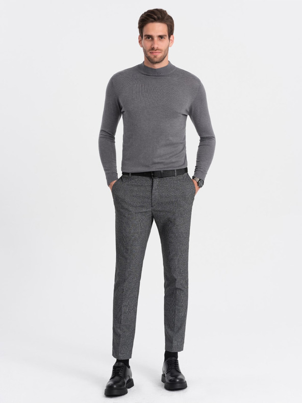 Ombre Clothing Cardigan basic da uomo grigio con collo alto Ombre Clothing