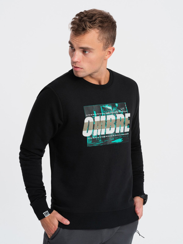 Ombre Clothing Felpa stampata nera da uomo Ombre Clothing