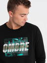 Ombre Clothing Felpa stampata nera da uomo Ombre Clothing