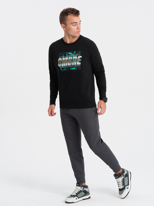 Ombre Clothing Felpa stampata nera da uomo Ombre Clothing