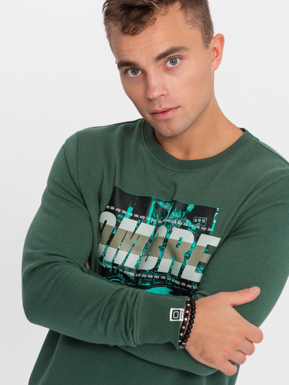 Ombre Clothing Felpa stampata verde da uomo Ombre Clothing