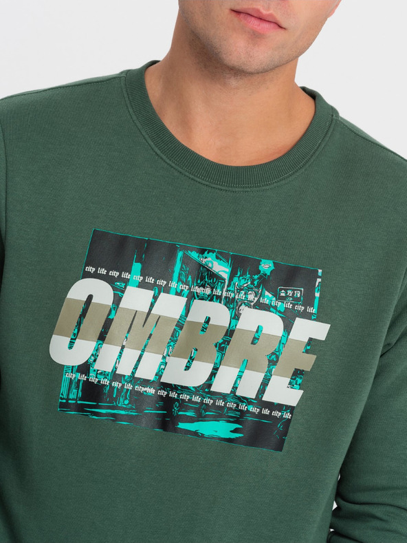 Ombre Clothing Felpa stampata verde da uomo Ombre Clothing