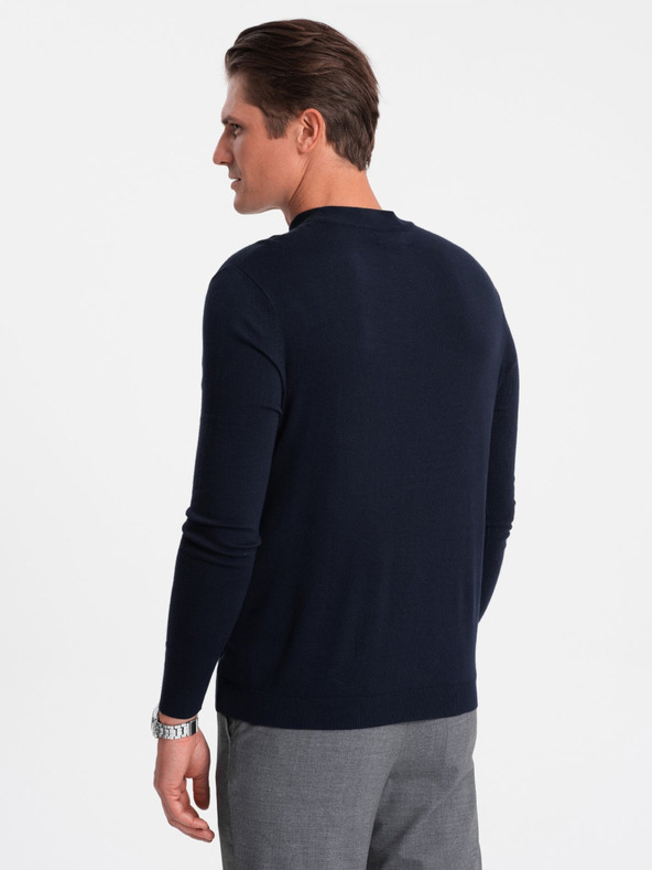 Ombre Clothing Maglione basic blu scuro da uomo con collo alto Ombre Clothing