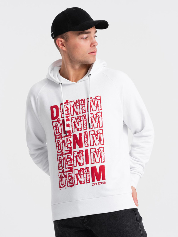 Ombre Clothing Felpa con cappuccio da uomo rossa e bianca con stampa Ombre Clothing