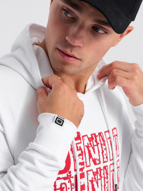 Ombre Clothing Felpa con cappuccio da uomo rossa e bianca con stampa Ombre Clothing