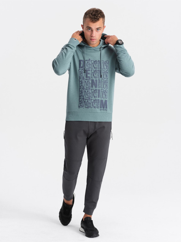 Ombre Clothing Felpa con cappuccio blu da uomo con stampa Ombre Clothing