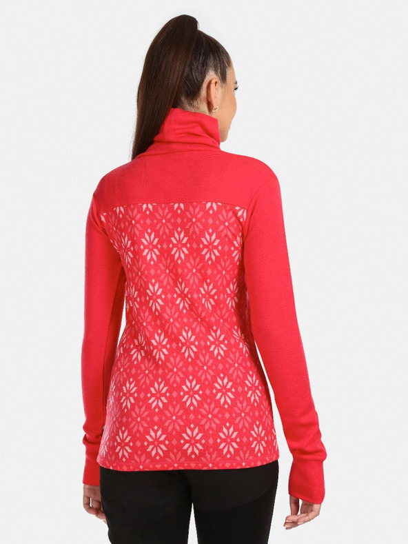 Kilpi Maglietta dolcevita rosa scuro da donna in lana merino a fantasia Kilpi JANNU