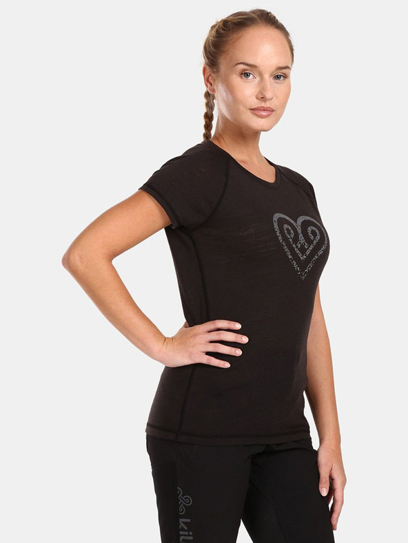 Kilpi Maglietta nera da donna in misto lana Kilpi ZARJA