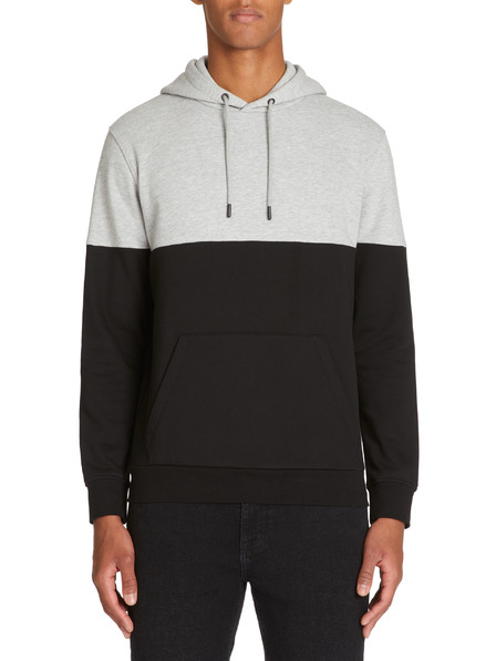 Celio Felpa nera e grigia da uomo con cappuccio Celio Jecobloco