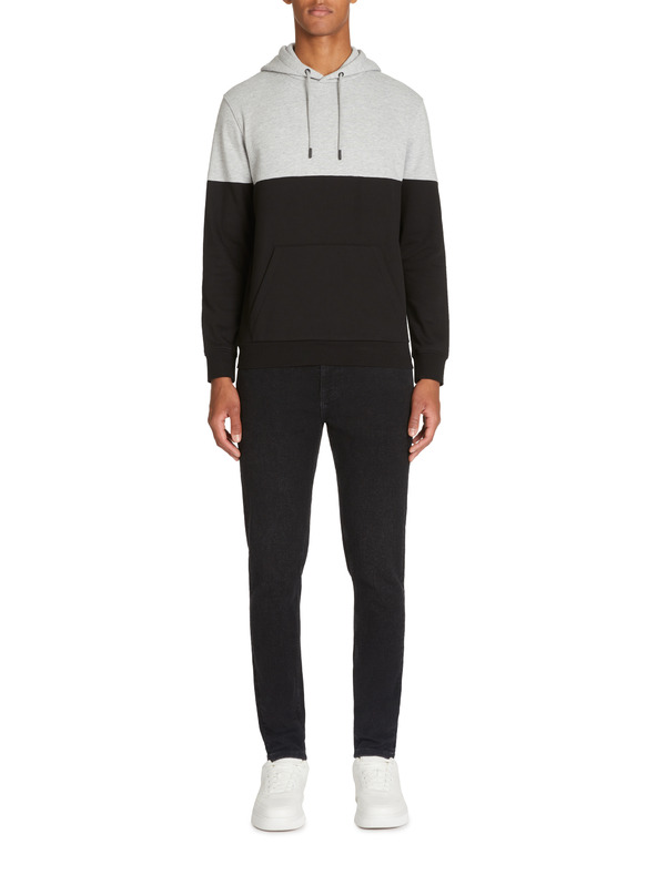 Celio Felpa nera e grigia da uomo con cappuccio Celio Jecobloco