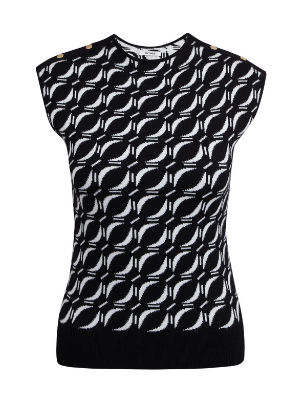 Orsay Maglia da donna a fantasia bianca e nera ORSAY